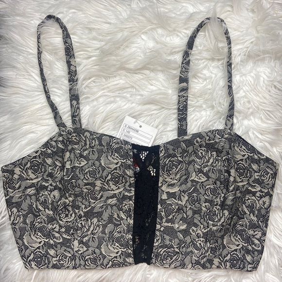 Pins & Needles Tops - Pins & Needles Embroidered Floral and Lace Crop Top